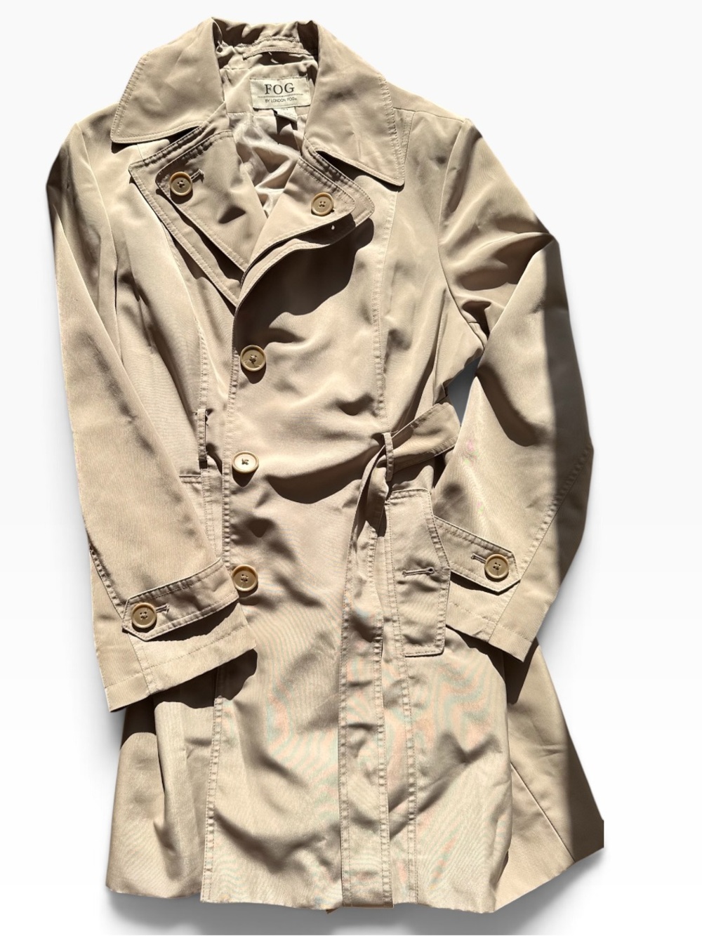 London Fog Women's Long Beige Trench Coated - Picture 2 of 9
